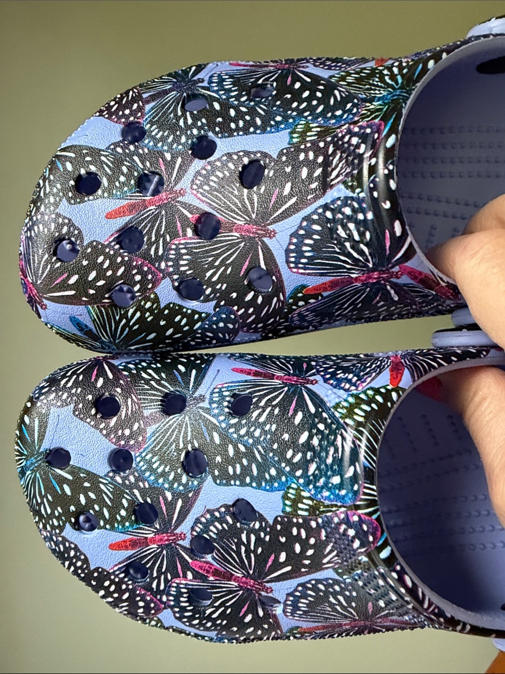 CROCS Lavender Butterfly Print Clogs - Picture 4 of 8